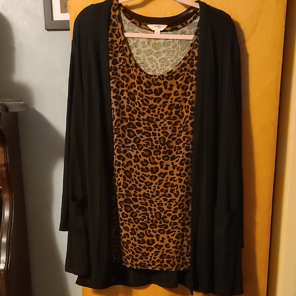 Terra & Sky Black and Brown Leopard Print Blouse - Picture 1 of 5